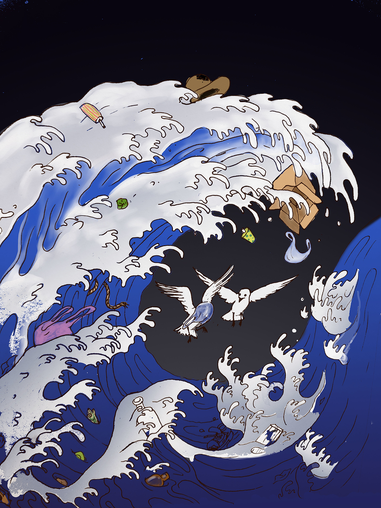 这不是它们想要的海洋（图ZMzE5NTg4NDQ=） - 商业插画 - 站酷设计师觉来无处追寻原创素材 - 站酷ZCOOL