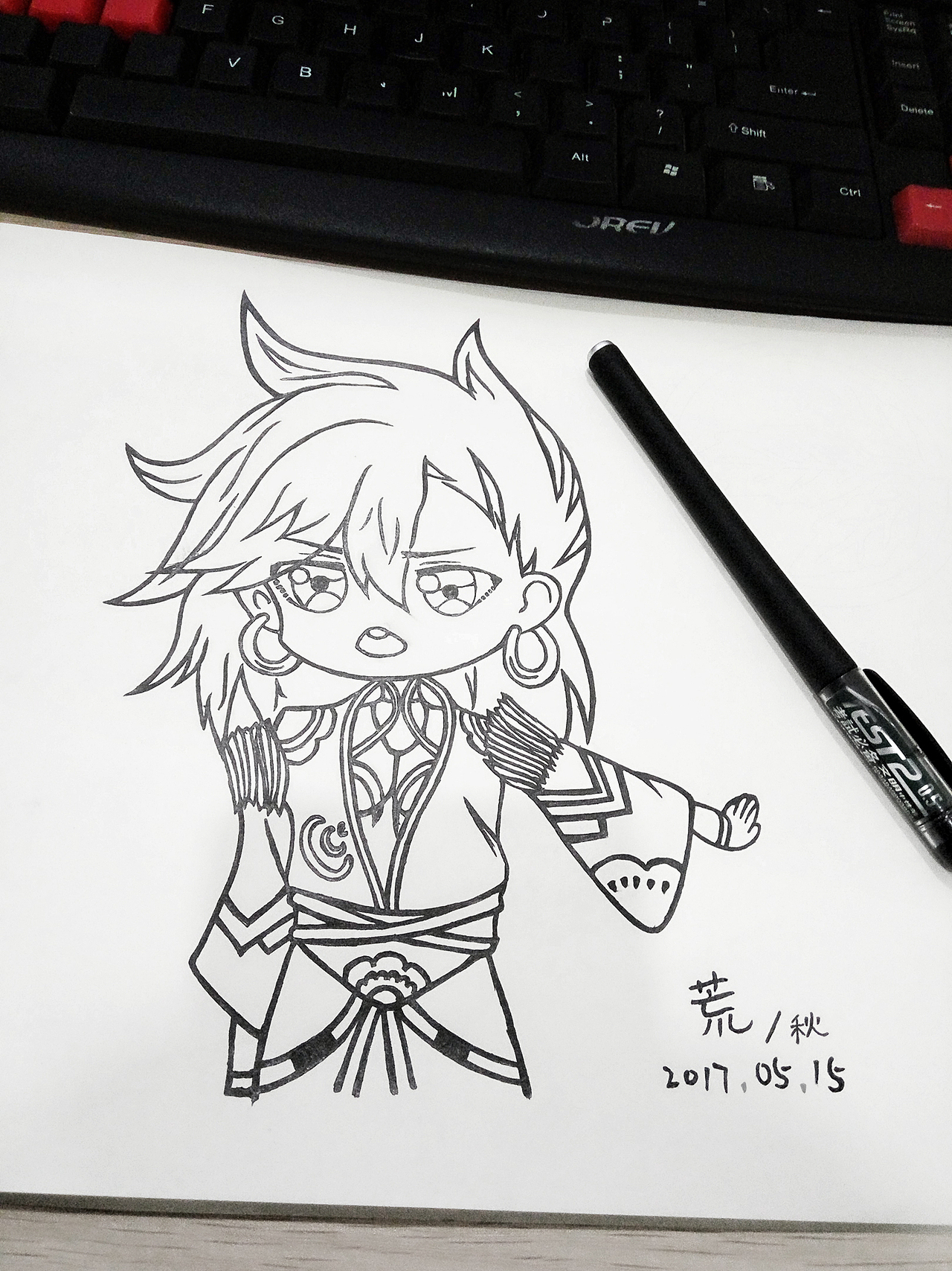 随手临摹  《蝉女》小贝 .  《阴阳师》大天狗,荒  .