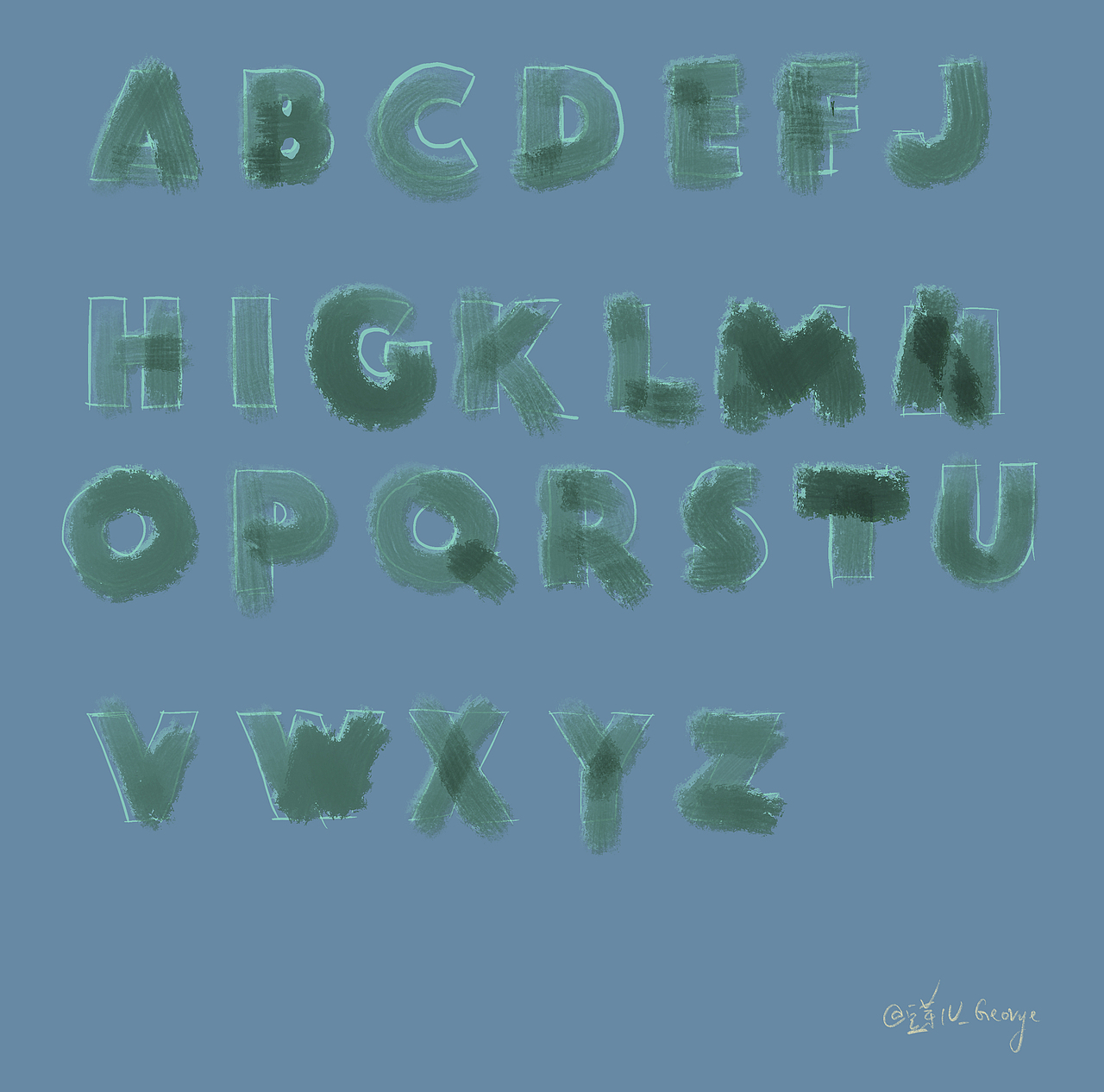 手写英文字母（图ZMjY2MjYzNTQ4） - 字体/字形 - 站酷设计师豆芽儿_原创素材 - 站酷ZCOOL