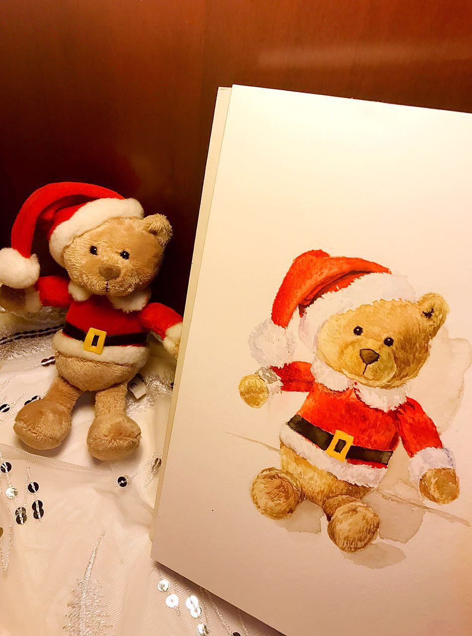 水彩萌物 圣诞小熊