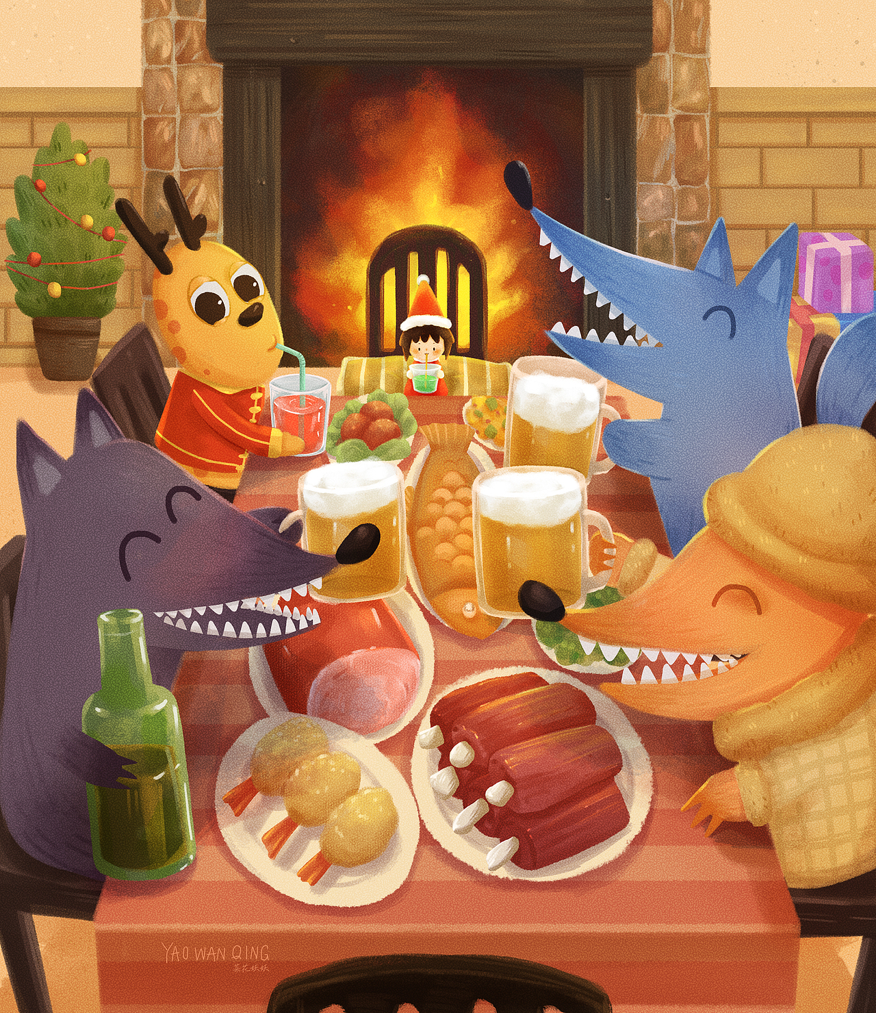 【“圣誕老人”】X【“小紅帽”】（圖ZMjM2ODY0NDgw） - 繪本 - 站酷設(shè)計(jì)師菜花妖妖原創(chuàng)素材 - 站酷ZCOOL