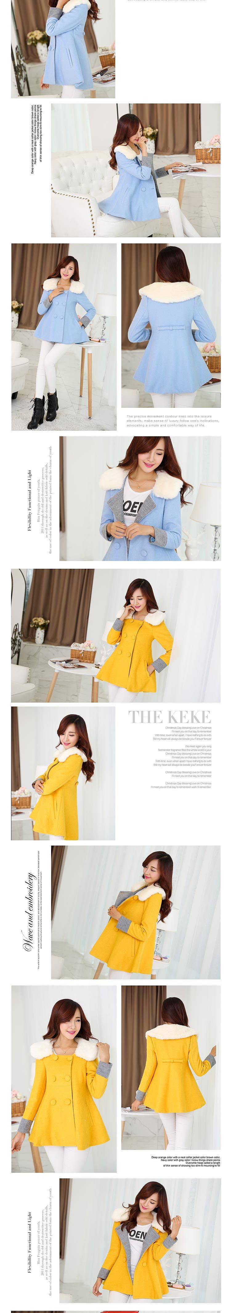 韩版中长款修身呢子大衣详情页