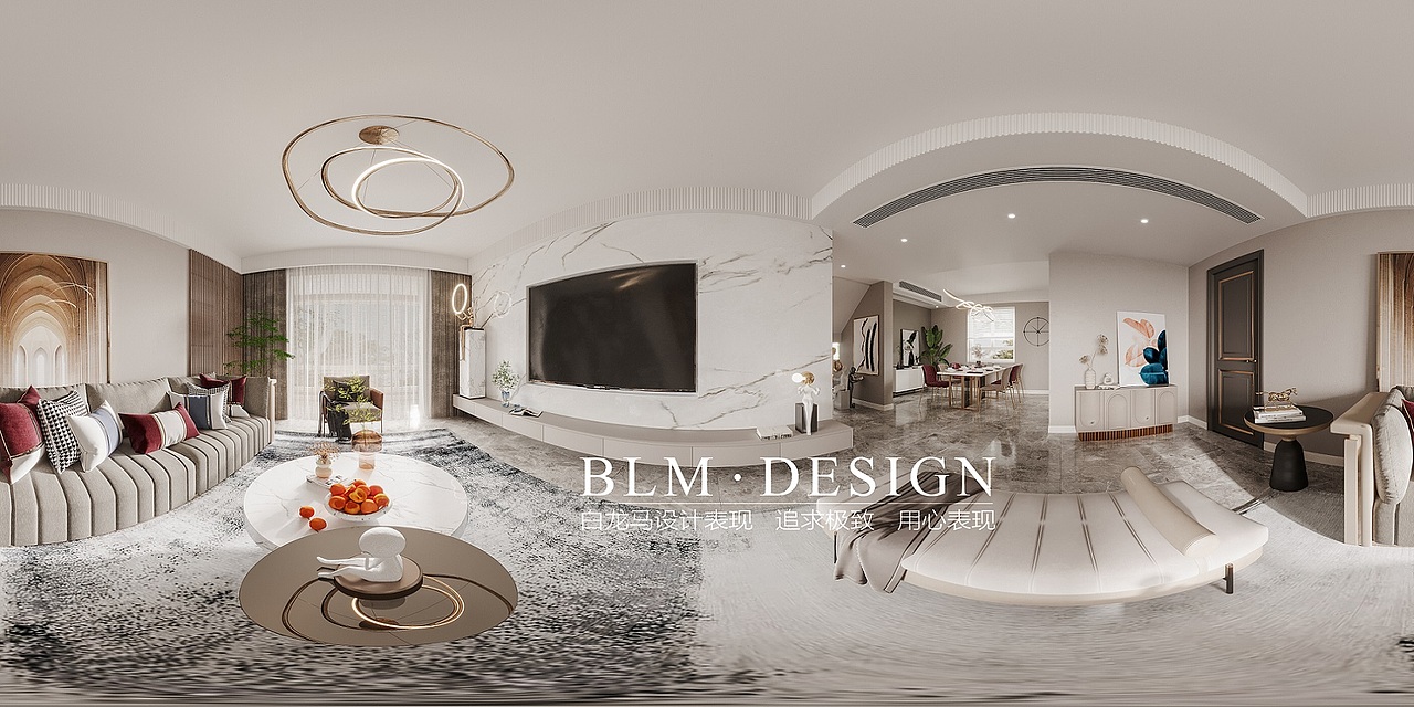 现代轻奢客餐卧—白龙马效果图