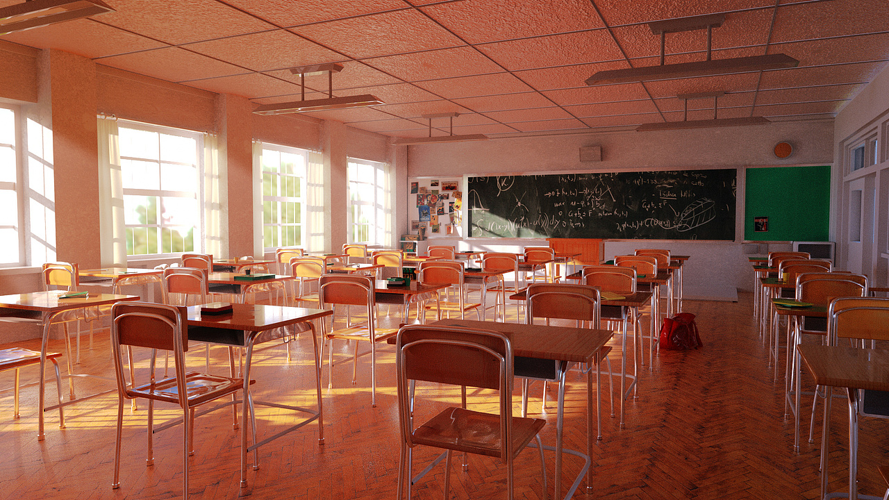 夏日午后的教室和忘关灯的教室