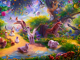 #站酷夢(mèng)筆#夢(mèng)游仙境，寵萌的動(dòng)物樂(lè)園，插畫