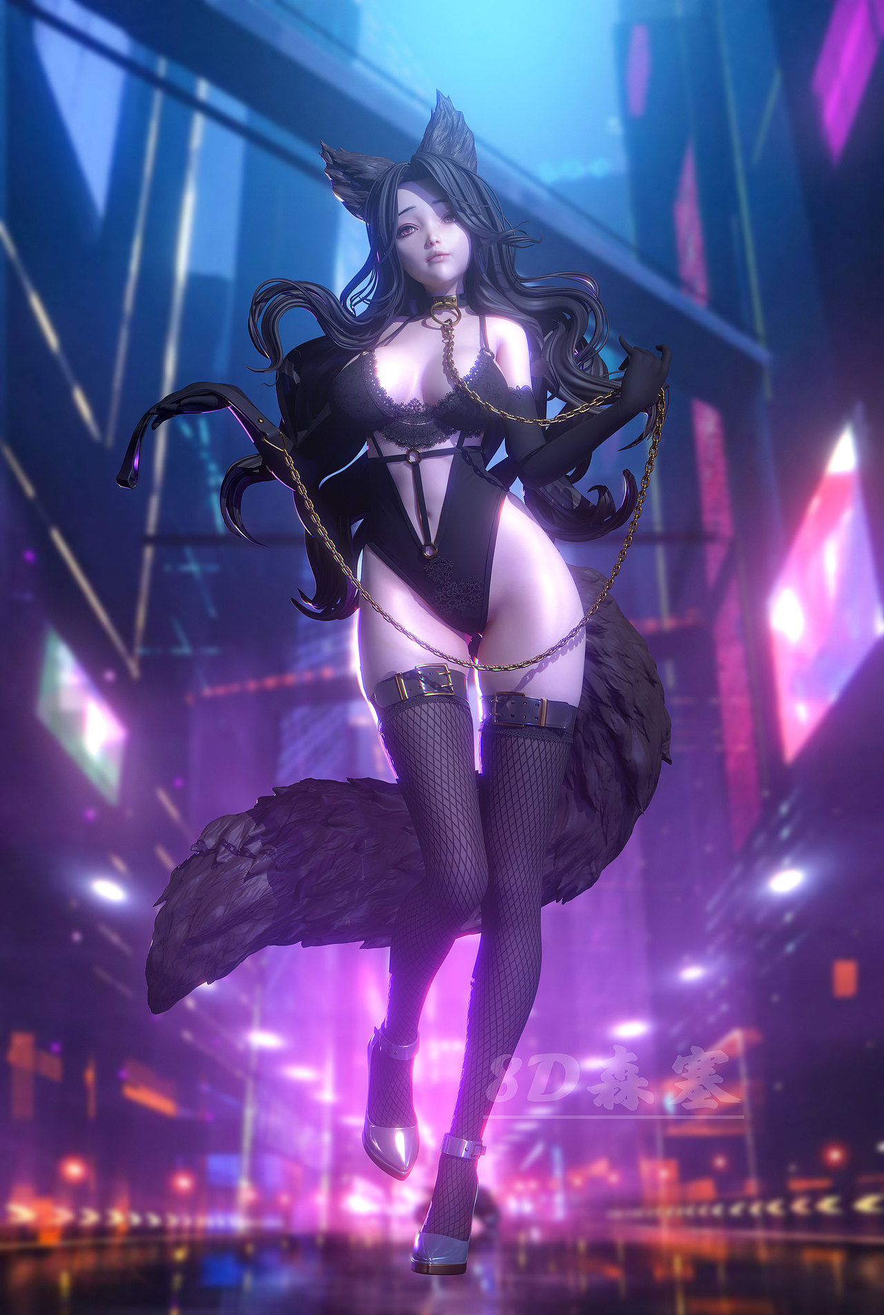 3D角色·牵引链女孩（图ZMzA3ODAzMjU2） - 动画/影视 - 站酷设计师8D森塞原创素材 - 站酷ZCOOL