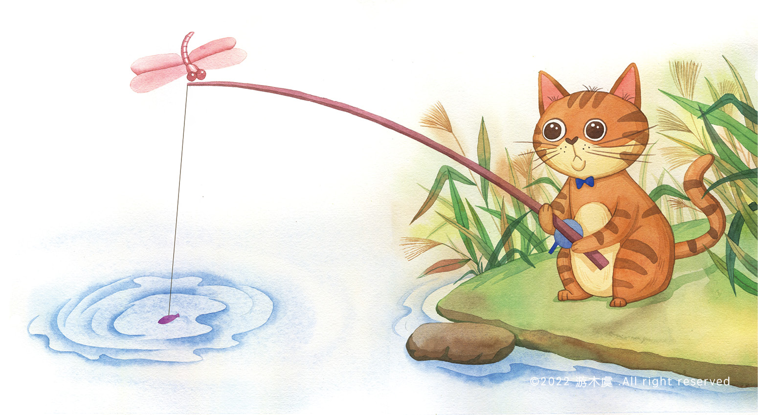 小猫钓鱼矢量图图片