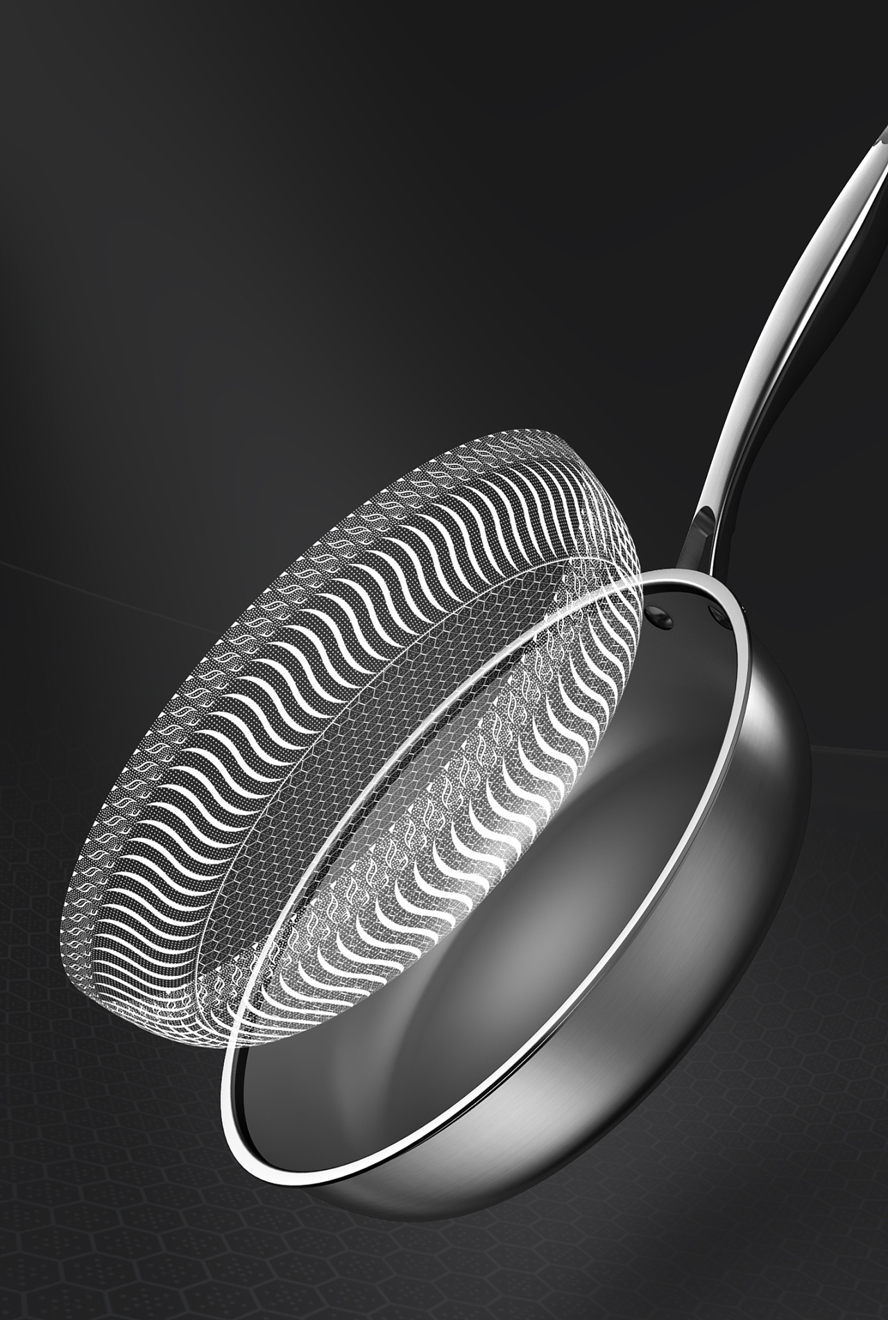 不锈钢厨具渲染煎锅蒸锅煮锅