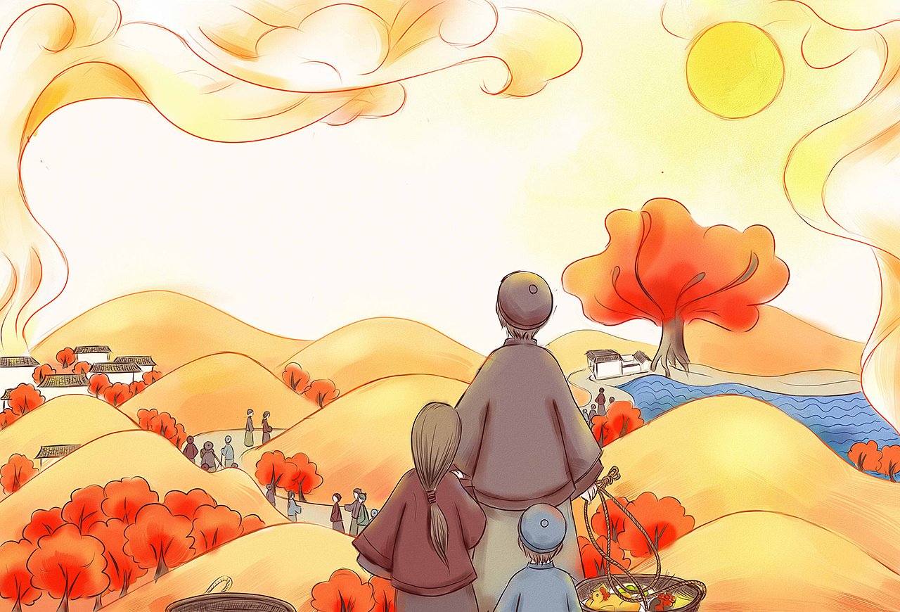 当代客家祭祖活动插画设计