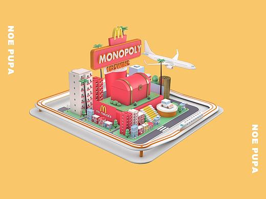 我想吃麦当劳-C4D小场景