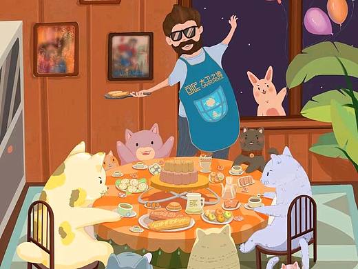 我和卫叔过中秋（个人主页-ZNjI4NTQ4Mjg=） - 艺术插画 - 站酷设计师Mr阿Ting原创素材 - 站酷ZCOOL