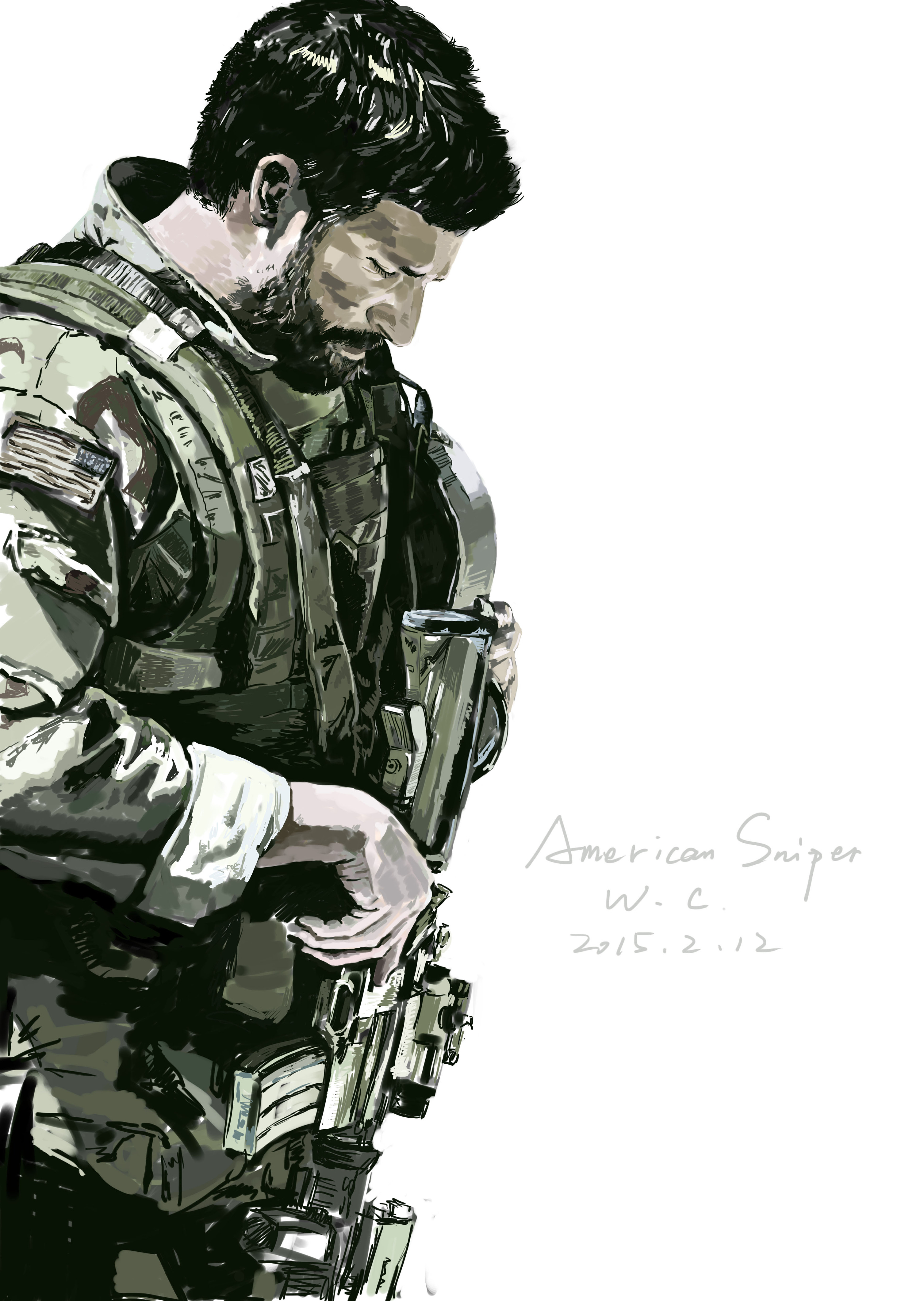 《美国狙击手》数位板习作|插画|创作习作|王储同学 - 原创作品