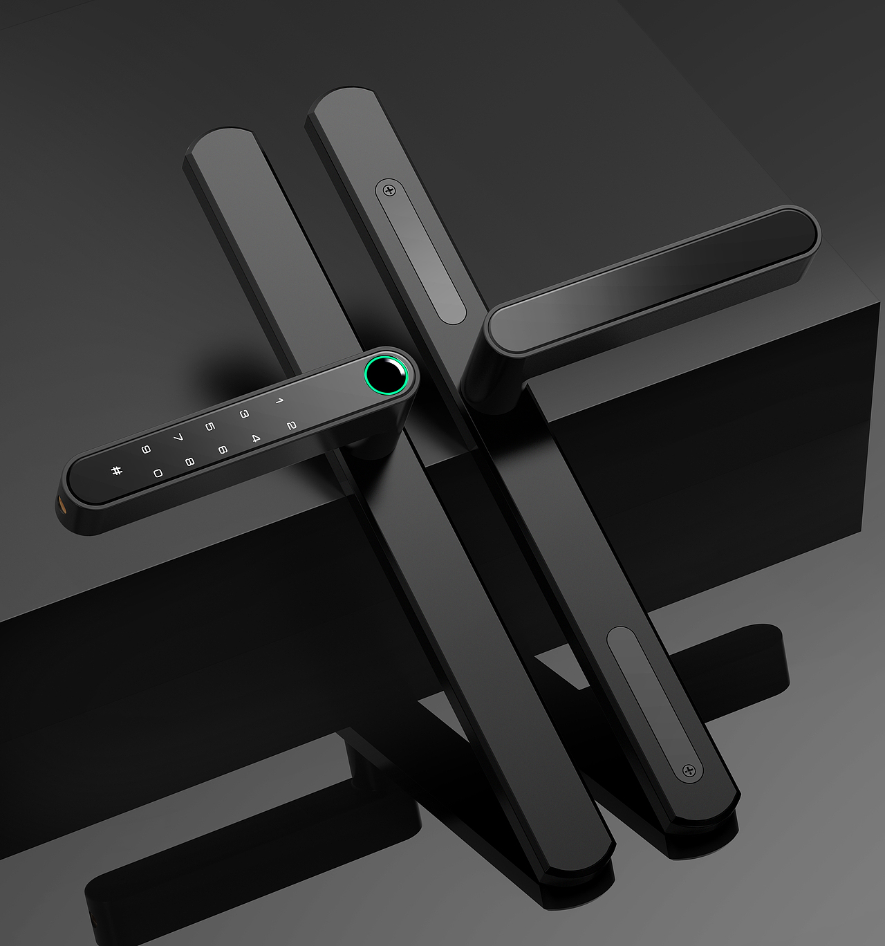 指纹锁断桥铝建模渲染（图ZMjk1NzQ3MDg4） - 工业用品/机械 - 站酷设计师hh小韩原创素材 - 站酷ZCOOL