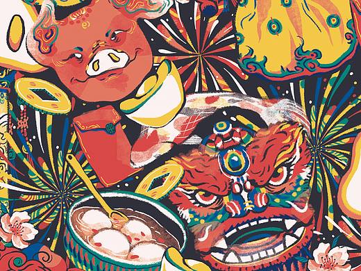 【初心一九】新春礼盒插画主视觉及红包
