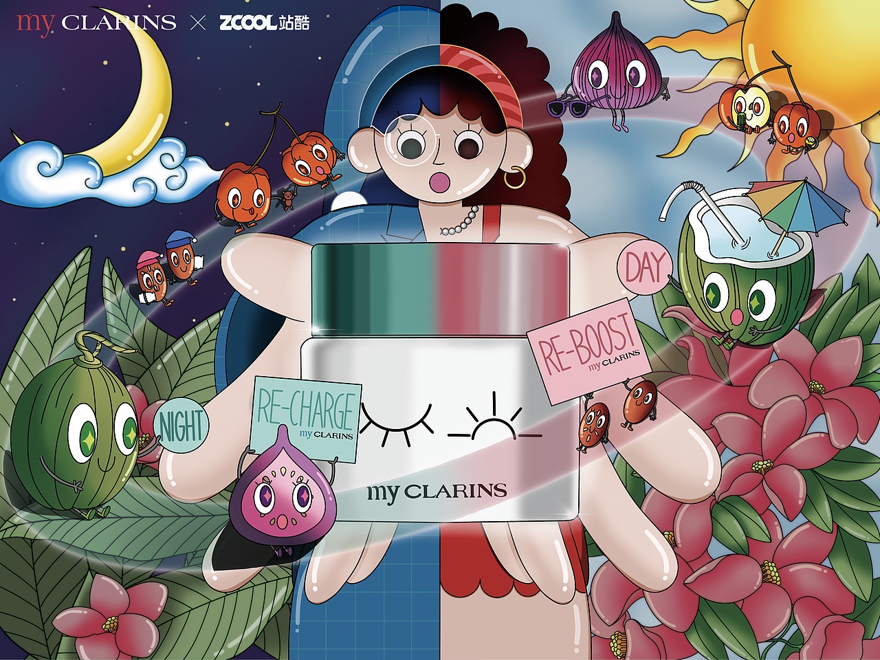 #my CLARINS 寻找天然好食肌# —日夜美肌围绕（图ZMjk3ODA3NDIw） - 海报 - 站酷设计师CC______Li原创素材 - 站酷ZCOOL