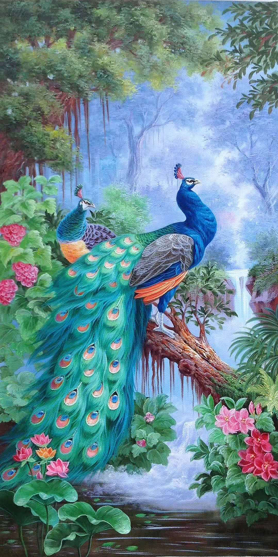 手绘油画—孔雀|纯艺术|绘画|壹伍玖艺术_原创作品-站酷(zcool)