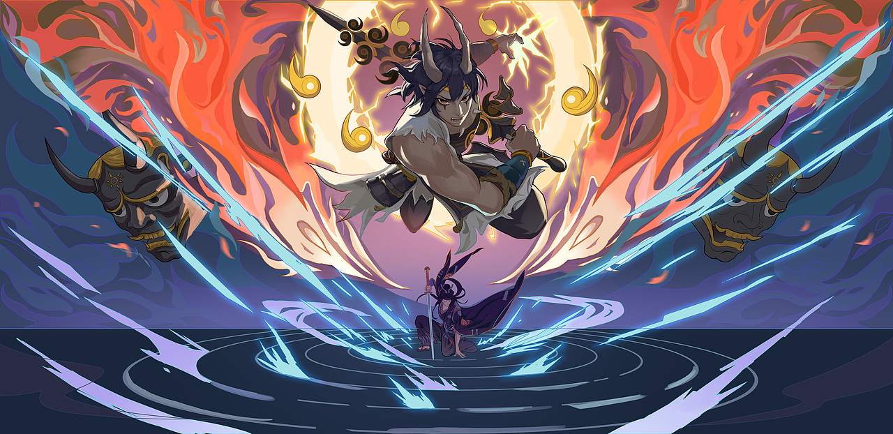 阴阳师"集绘千卷"插画创作大赛 ssr大岳丸弑神故事