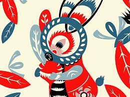 兔子创意配色插画手机壁纸