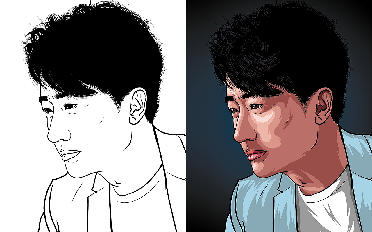 手绘AI矢量插画头像,近期练习作品,请多赐教!