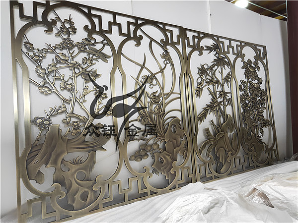 铝板雕刻青古铜屏风 浮雕3d立体青古铜铝板隔断