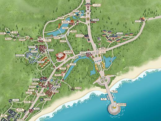 海南南山电子导览图（个人主页-ZMjYzMzAwMjQ=） - 商业插画 - 站酷设计师Audrey文原创素材 - 站酷ZCOOL