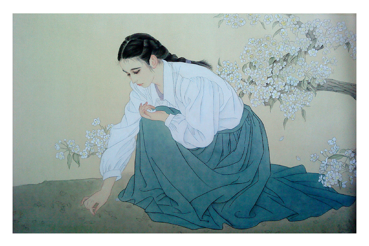 国画工笔画人物写意花鸟扇面宋代小品画书法