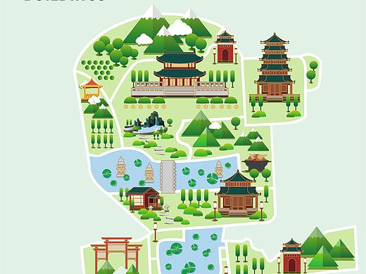 扁平化地图  2.5D插画