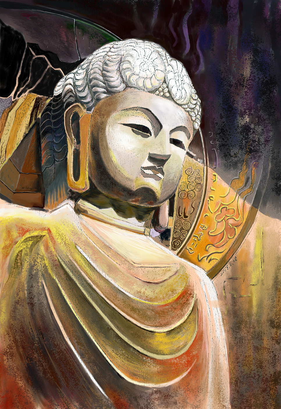 问佛|插画|商业插画|古冷七少 - 原创作品 - 站酷 (zcool)