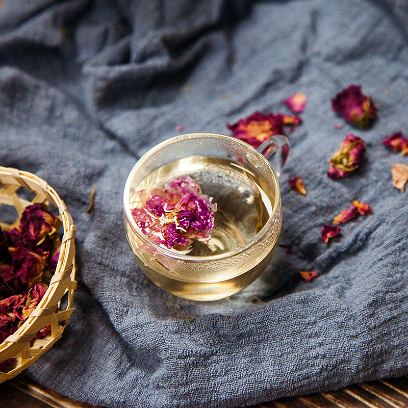 樱桃、玫瑰花茶、水蜜桃生鲜摄影作品