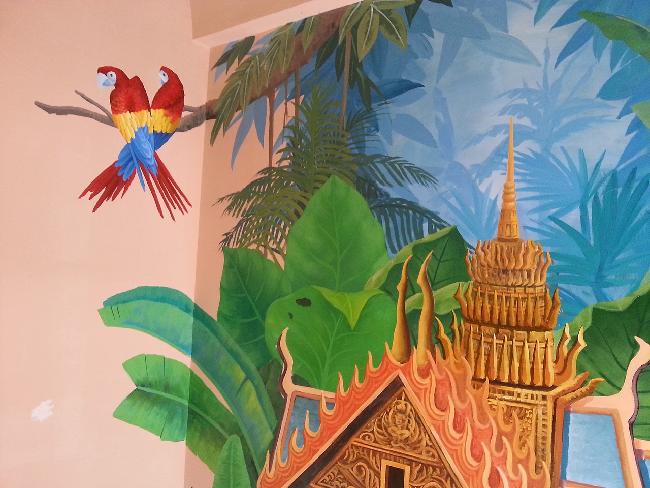 云南昆明文林记忆泰式火锅餐厅文化墙体彩绘