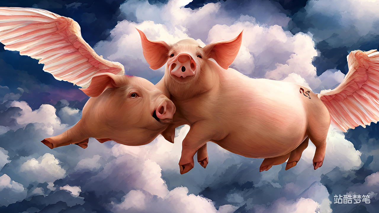 飞在云上的猪（图ZMzI4MDM1NDYw） - AI作品 - 站酷设计师未时雨原创素材 - 站酷ZCOOL