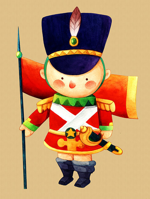 玩具小士兵手绘水彩上色