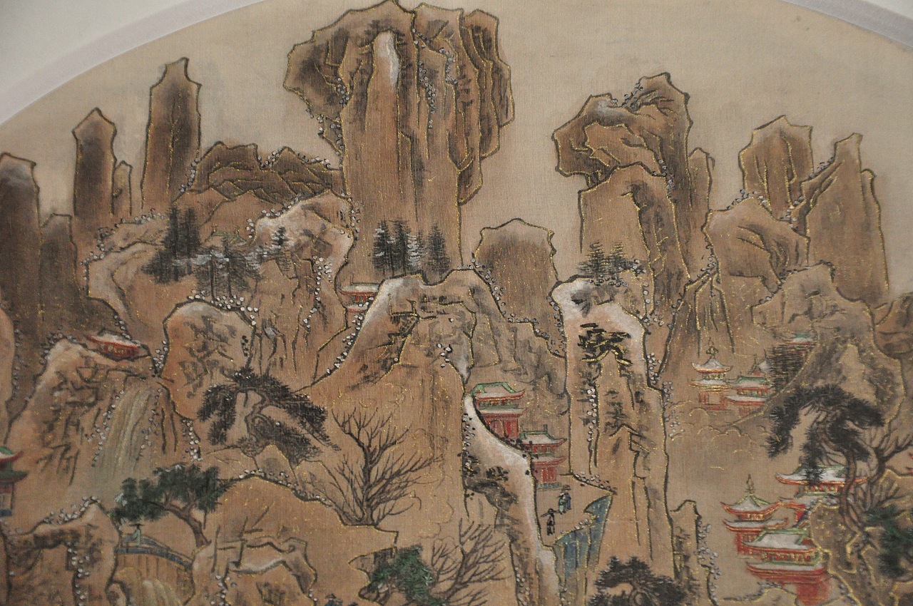 《京畿瑞雪图》纨扇临摹