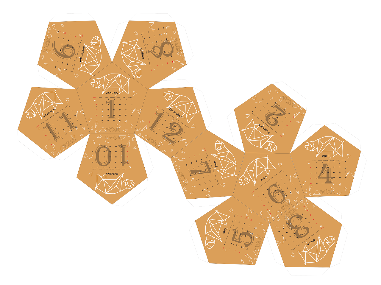 猪年十二面体台历