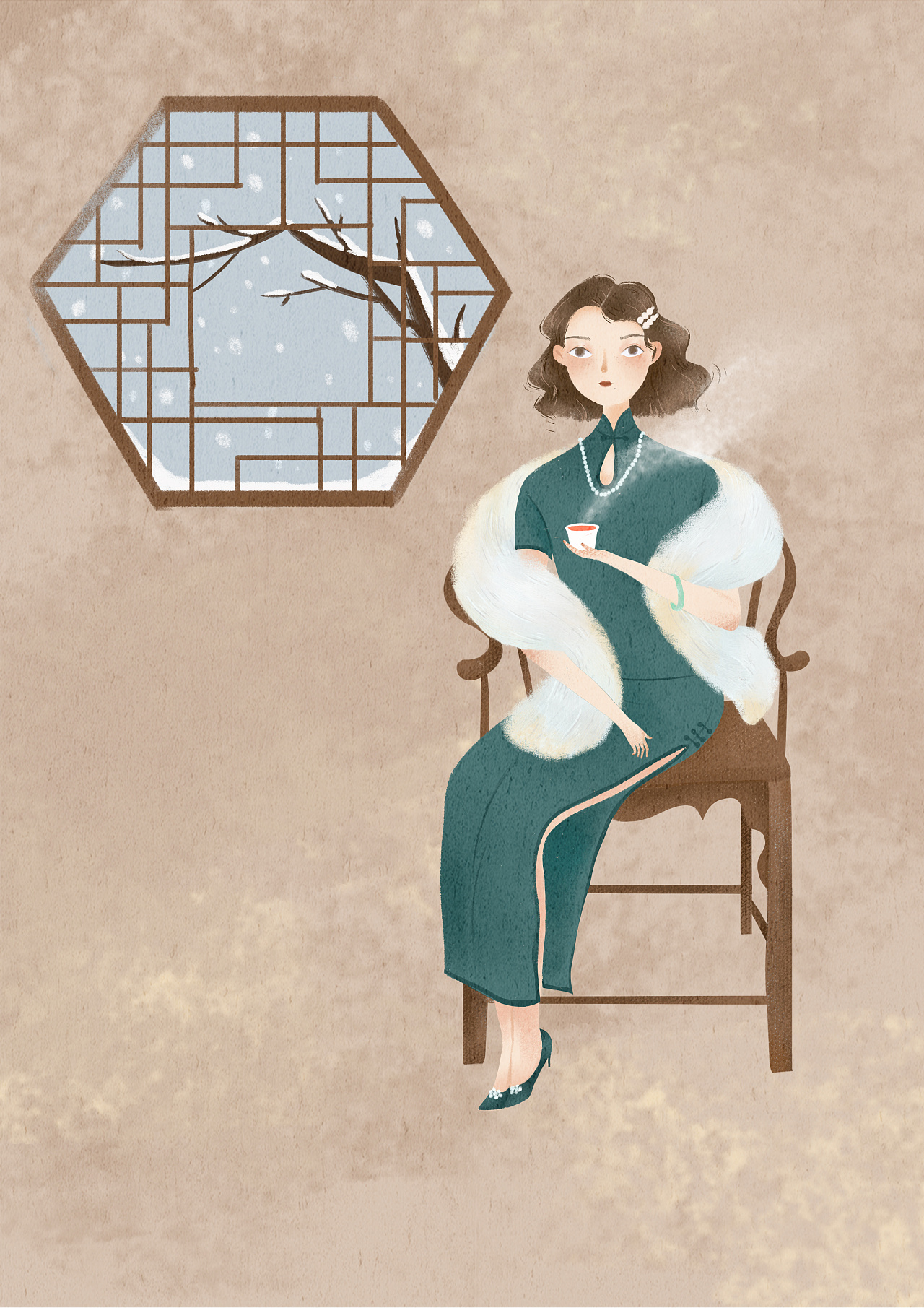 民国风小姐姐|插画|商业插画|夏木ling - 原创作品 - 站酷 (zcool)