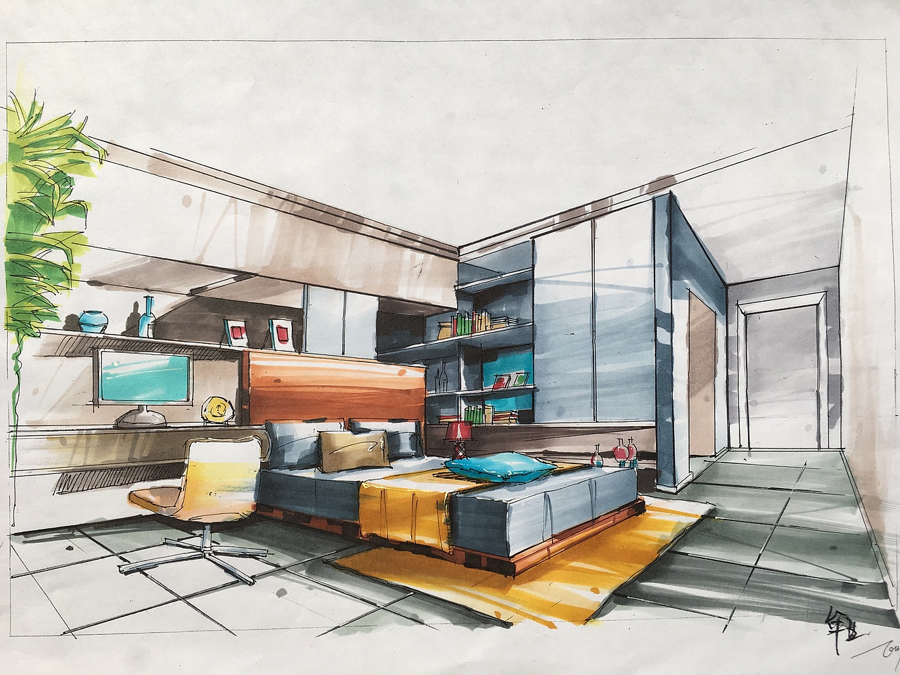 学生作品-马克笔室内效果图表现（图ZODQ0NTQzMjA=） - 家装设计 - 站酷设计师PURZ原创素材 - 站酷ZCOOL