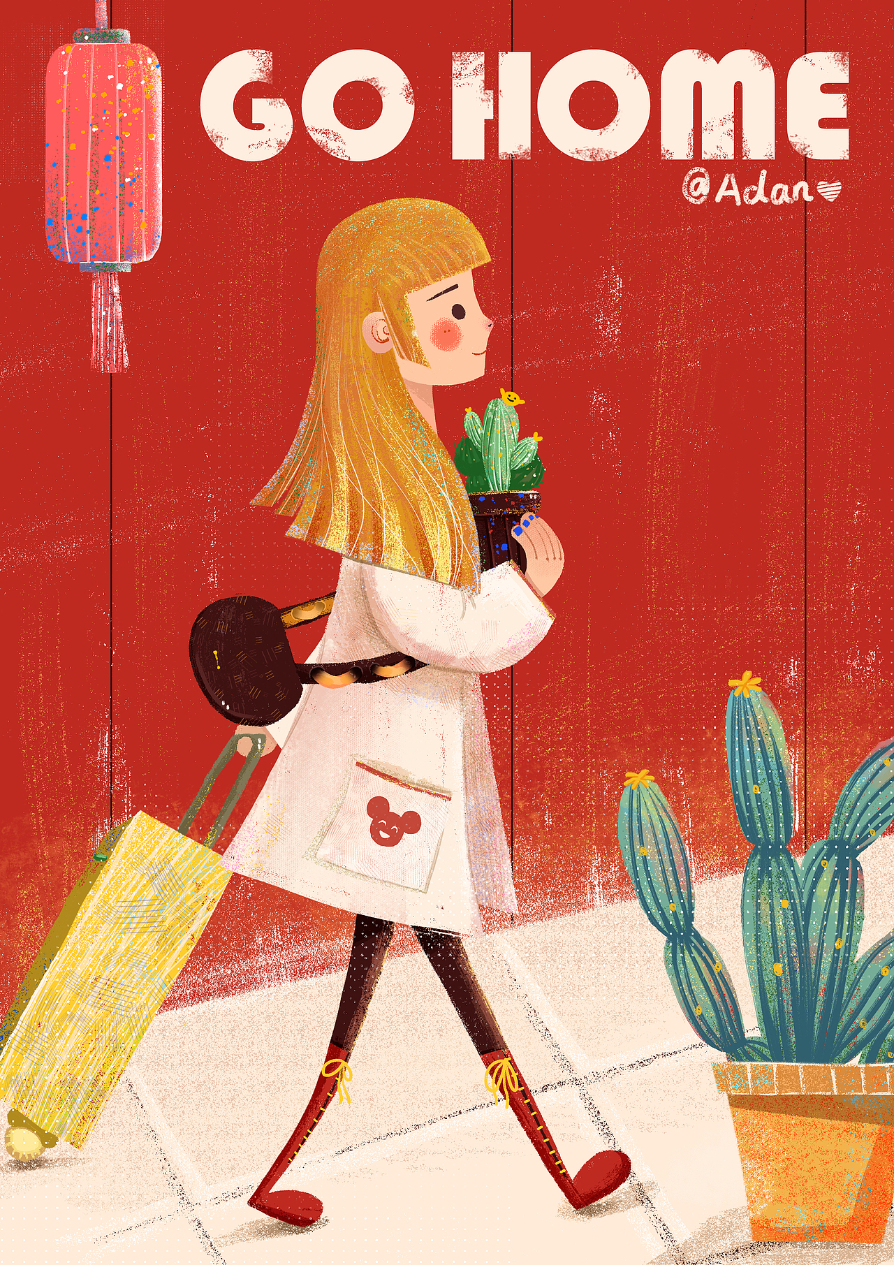 春节前画的一幅画《回家》（图ZMTk1OTAwOTUy） - 创作习作 - 站酷设计师Adan咸蛋黄原创素材 - 站酷ZCOOL