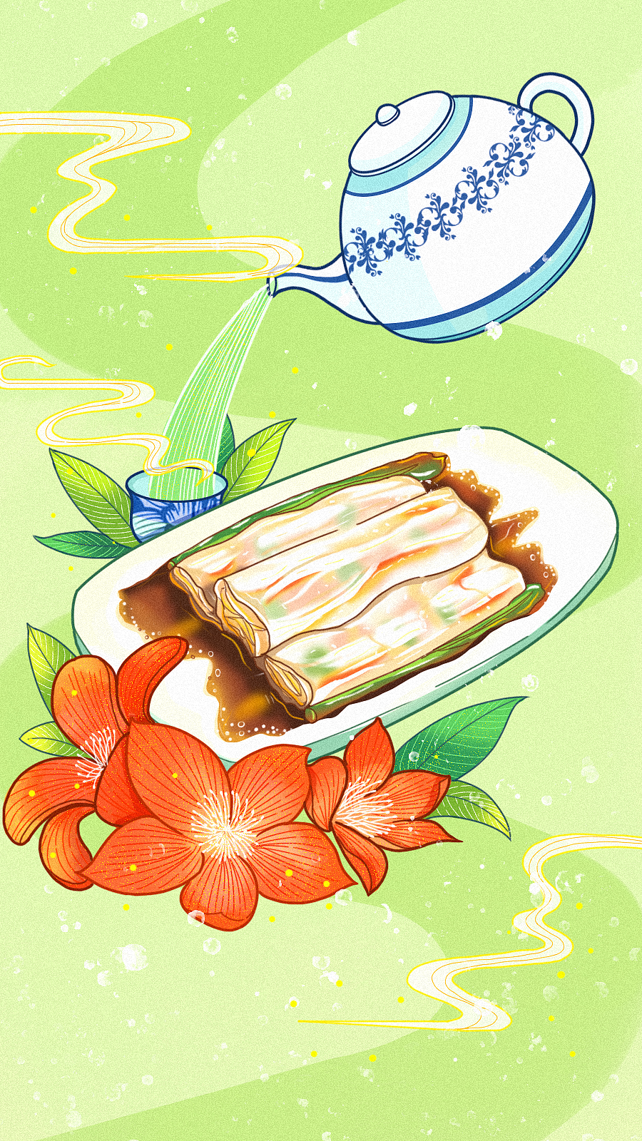 广东的早茶（图ZMjU1NDIxMzk2） - 商业插画 - 站酷设计师木心设计原创素材 - 站酷ZCOOL