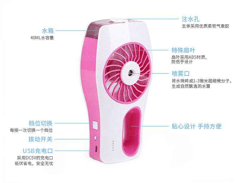 手持喷雾风扇详情页设计