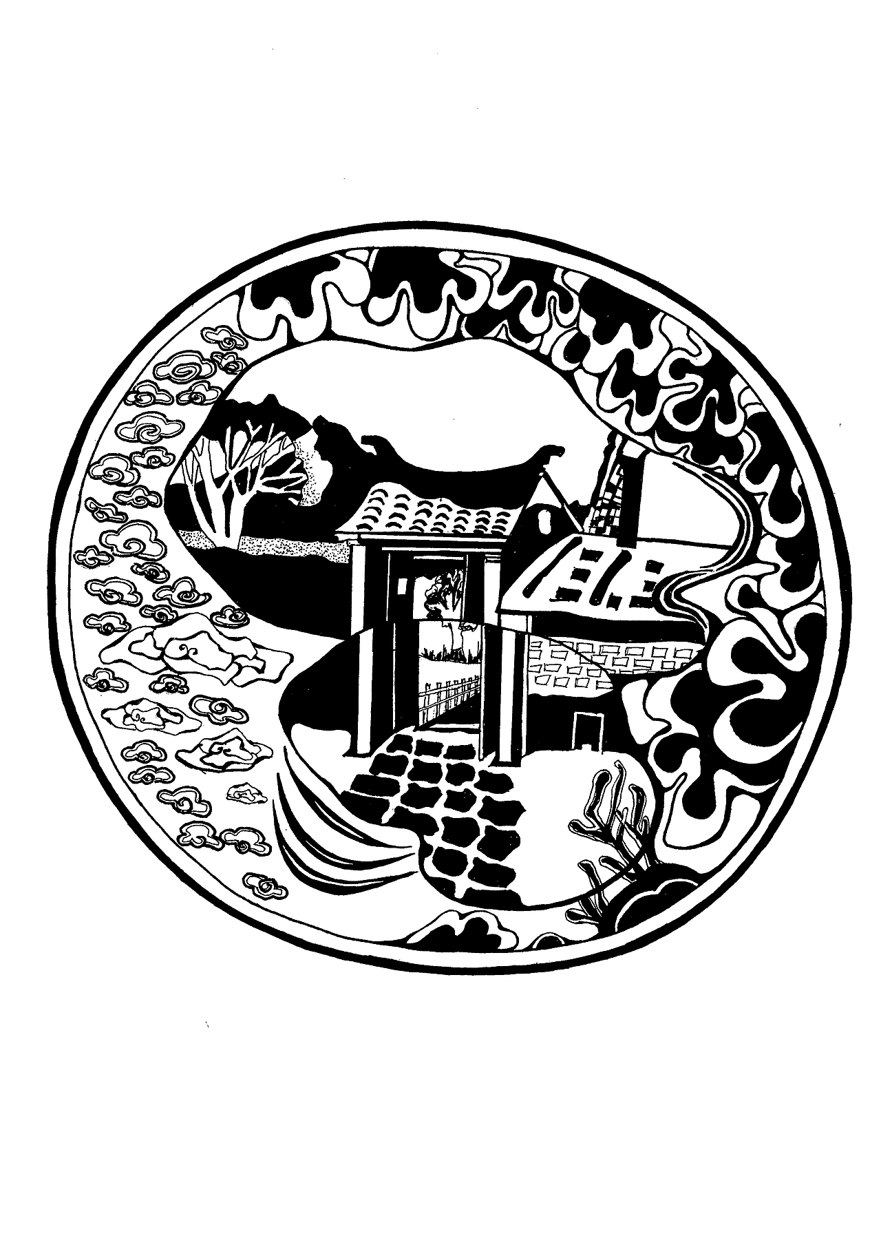 《手绘|黑白装饰画》(三)——建筑