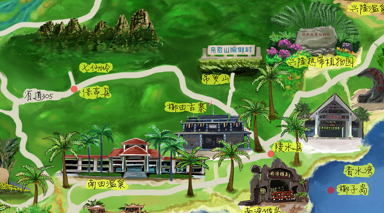海南手绘地图