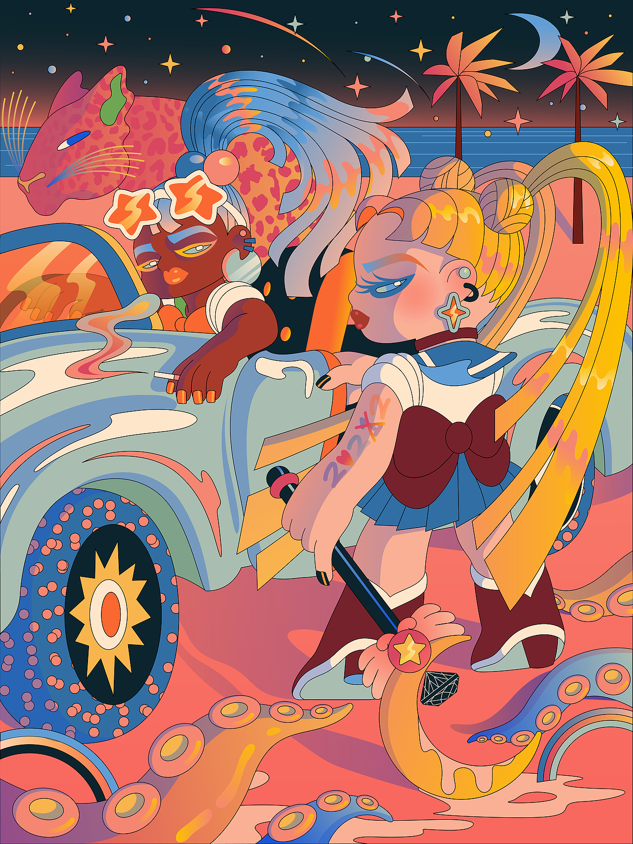 美少女战士之夜（图ZMjY0MjczNzMy） - 新锐潮流插画 - 站酷设计师EOWONG原创素材 - 站酷ZCOOL