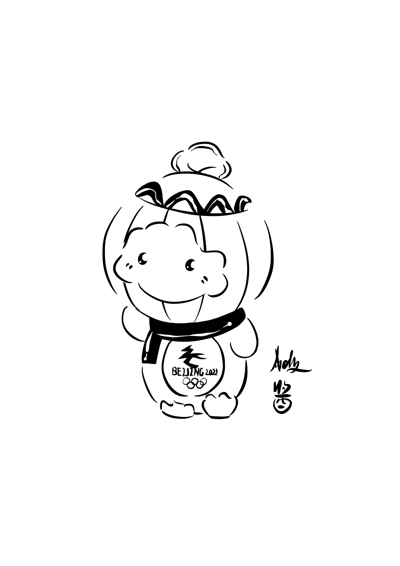 极简插画/冰墩墩雪容融