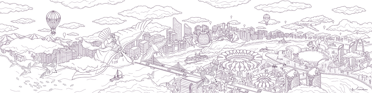 Hillslife美学馆杭州信达中心壹号院TOD插画手绘本（图ZOTcwNDgwODQ=） - 商业插画 - 站酷设计师moocheano原创素材 - 站酷ZCOOL