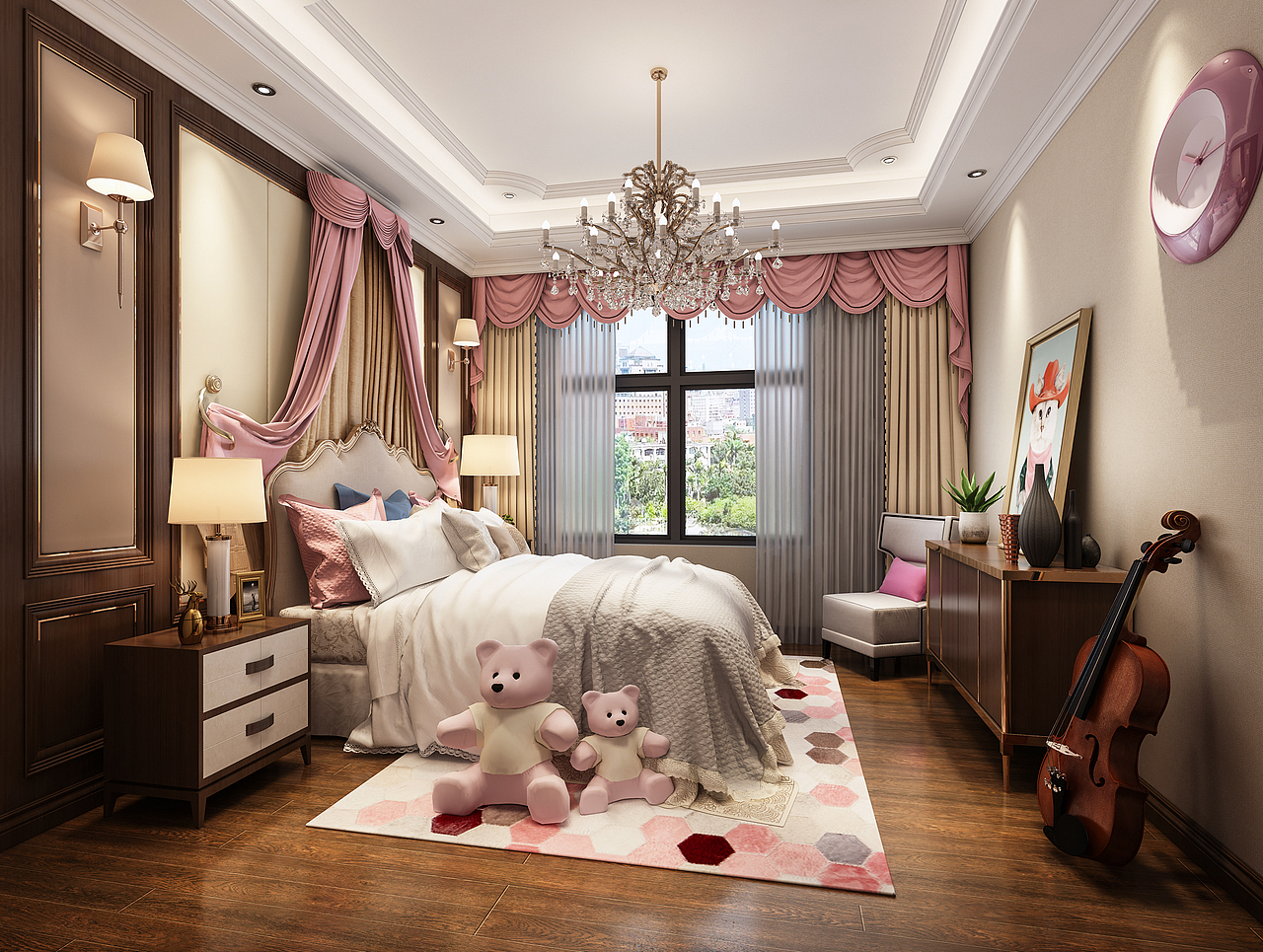 1992效果图-家装美式客餐厅