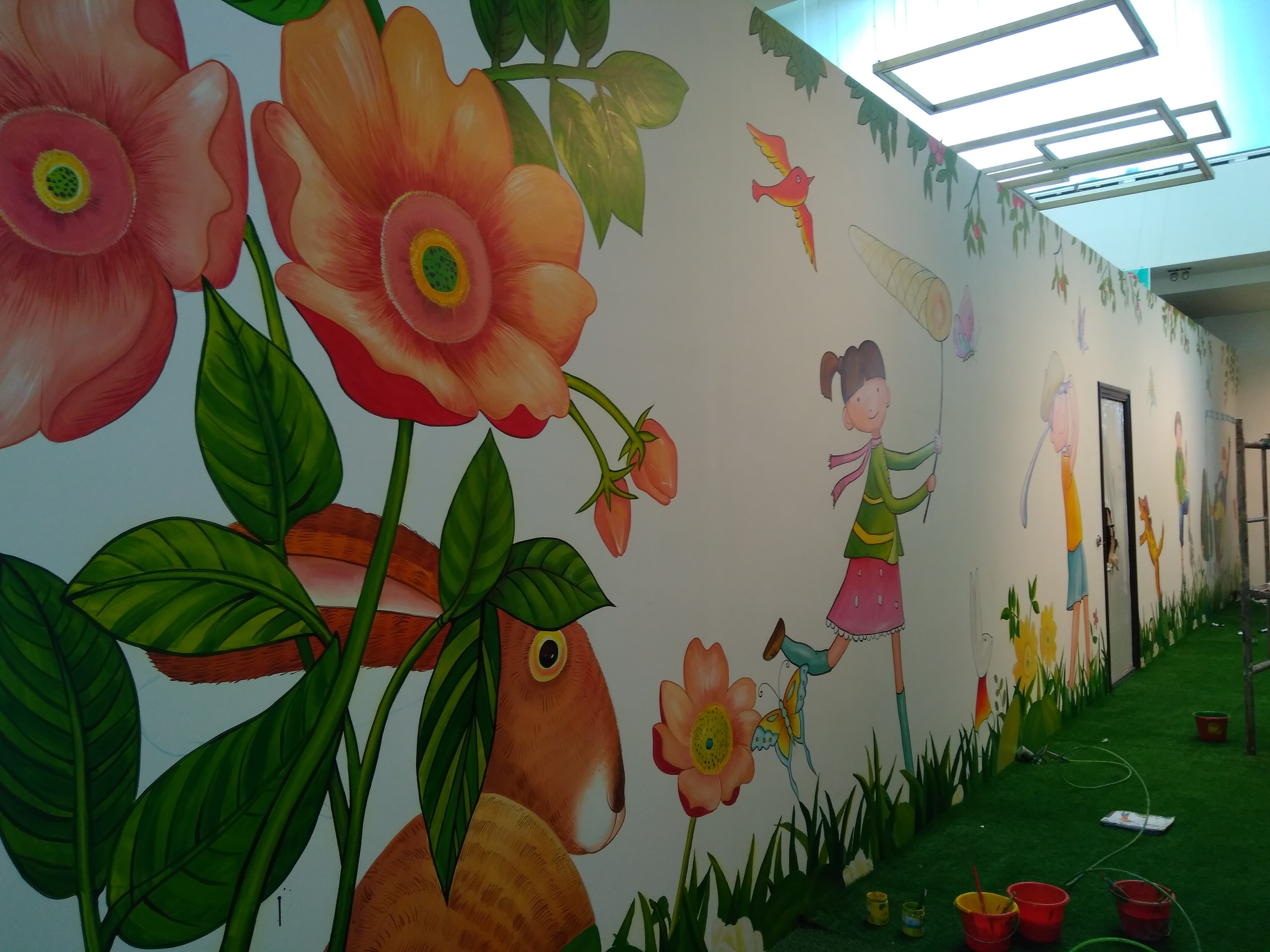 昆明万科公园里售楼部墙体彩绘昆明墙绘墙画—锦泰彩绘