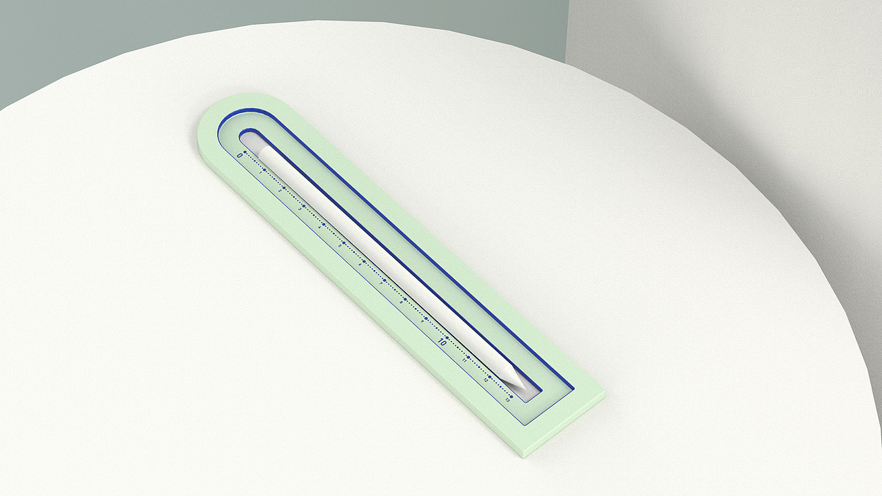 Circular arch 系列尺子
因造型上的圆拱内凹特征,除丈量功能外,亦可放置空闲铅笔,以防滚落桌底