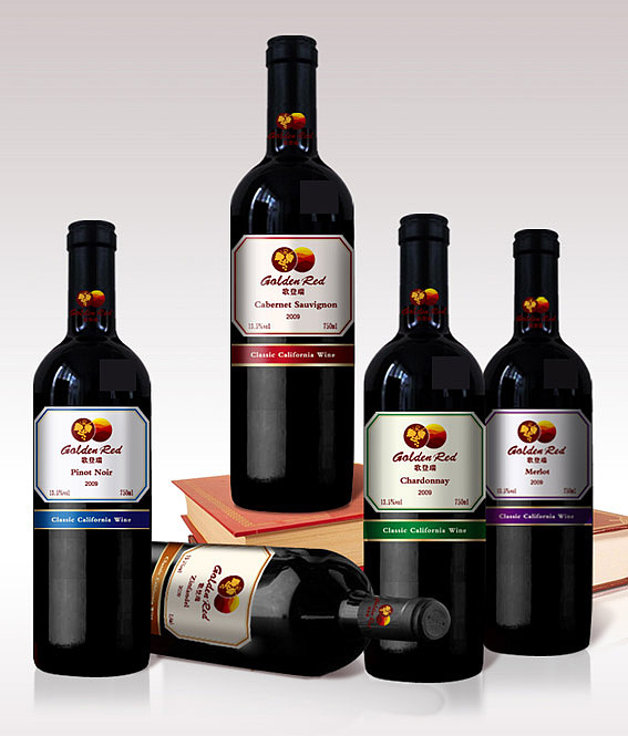 美国Golden Red葡萄酒包装设计、上海酒盒包装设计、葡萄酒标设计、葡萄酒包装盒设计公司