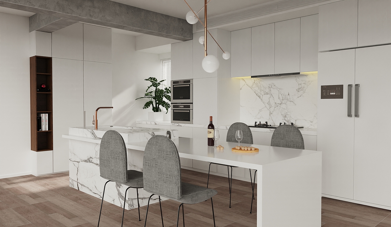 北欧风格厨厅渲染练习（图ZMjU5MjMyNjM2） - 场景 - 站酷设计师WWWLG原创素材 - 站酷ZCOOL