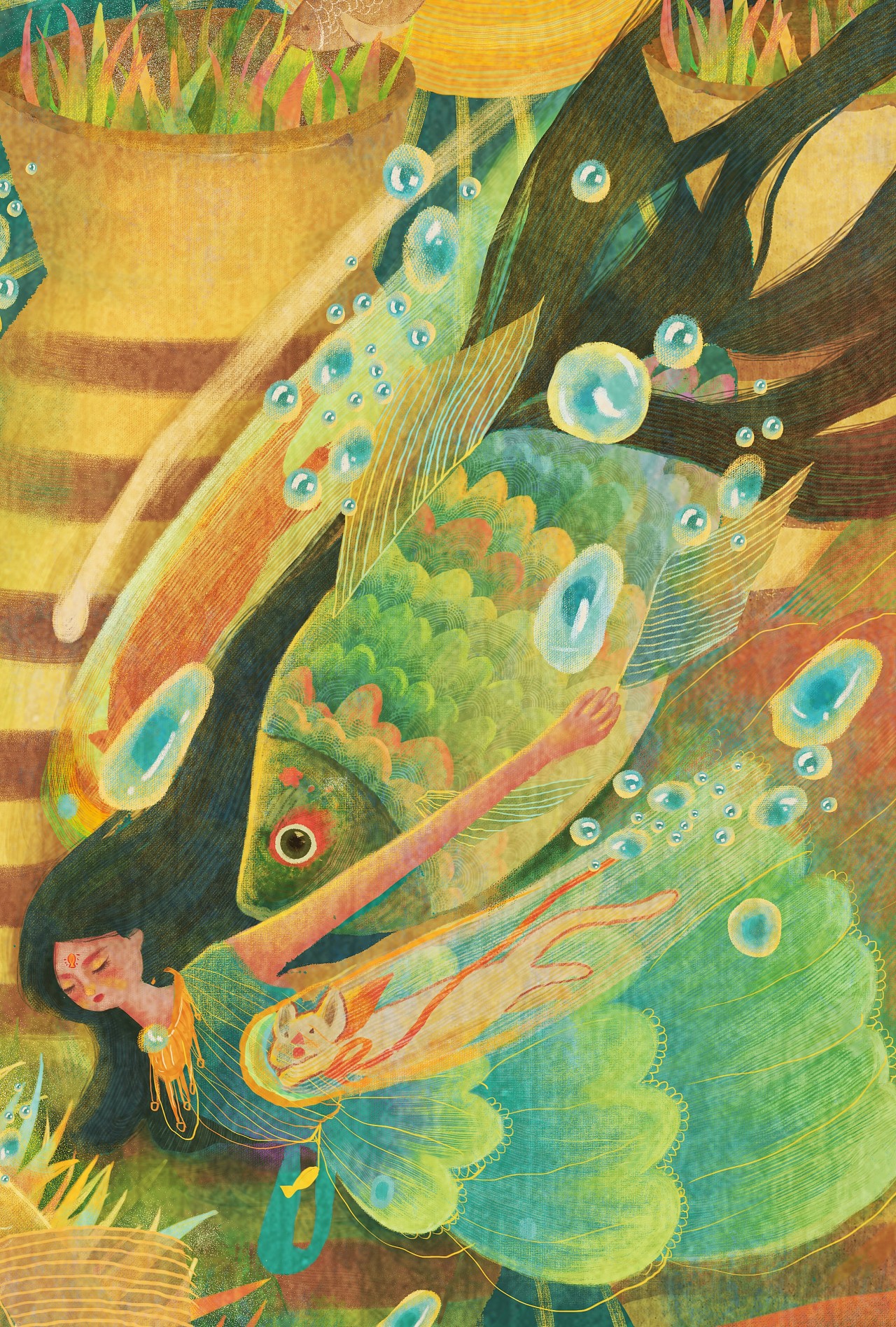 黄河大鲤鱼77灵宝苹果插画